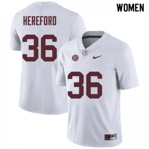 NCAA Women's Alabama Crimson Tide #36 Mac Hereford Stitched College Nike Authentic White Football Jersey RP17Z80RB